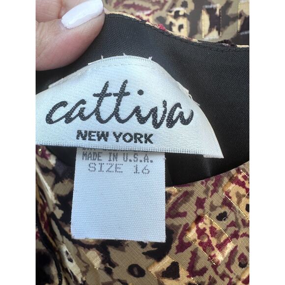 Cattiva NY Evening Dress & Jacket Gold & Red Tiered Skirt 2 Piece Set Size 16 - Picture 10 of 12